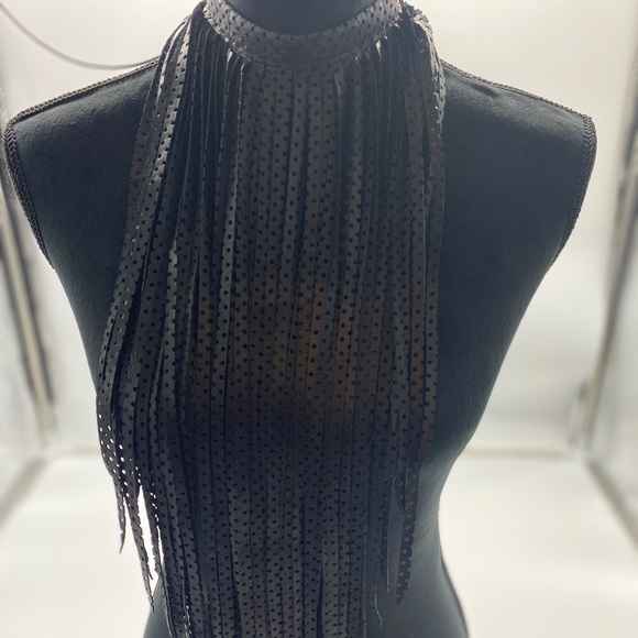 Leather Fringe Necklace - Picture 2 of 2